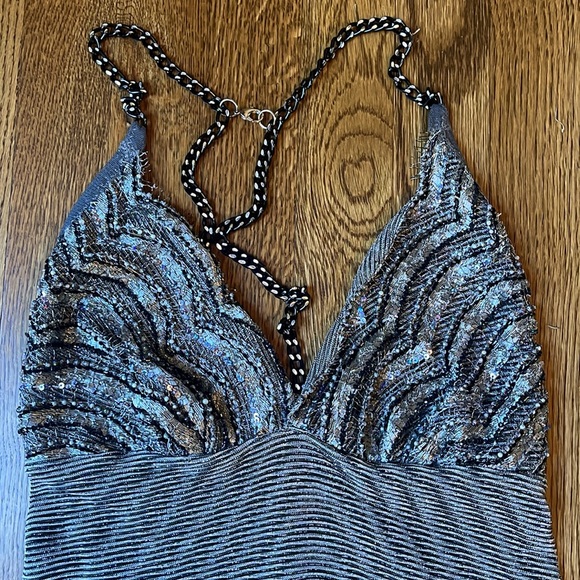 Uli Herzner gray silver beaded slip dress size XS 0 vintage project runway RARE - Picture 7 of 7